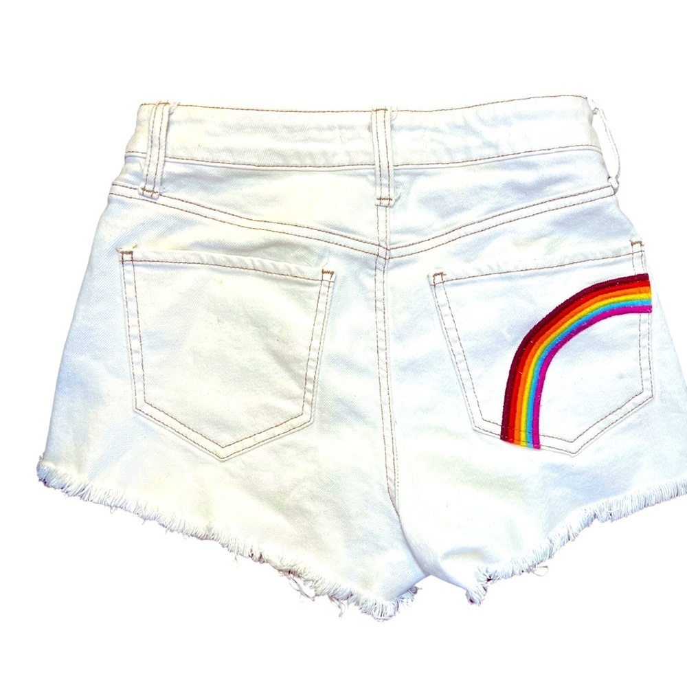 Short Shorts with Embroidered Rainbow 🌈